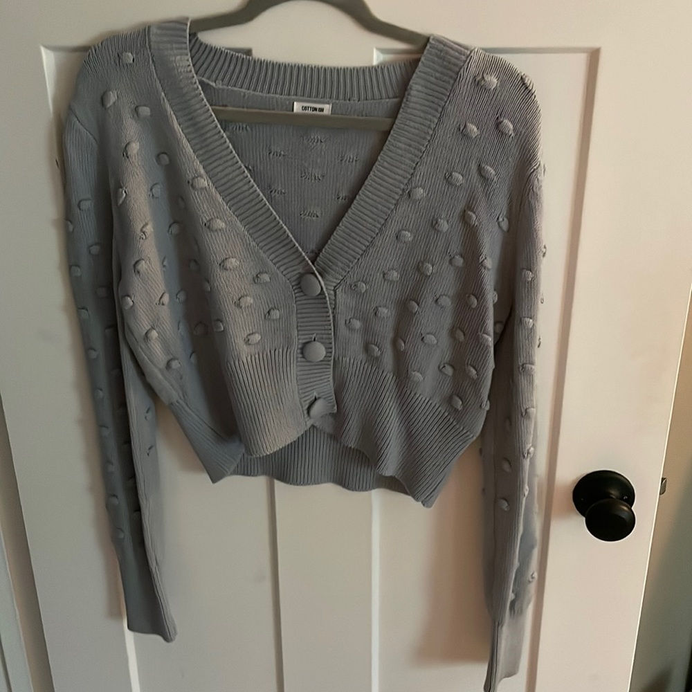 Blue cropped cardigan